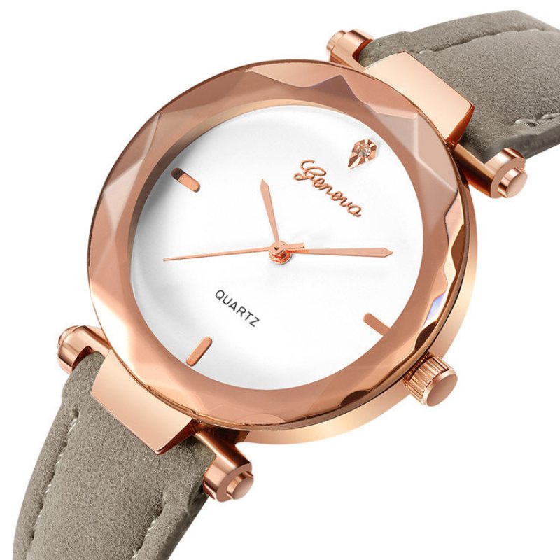 Modne Damskie Zegarki Kwarcowe Skórzany Pasek Lady Fashion Rose Gold Dial Dla Kobiet