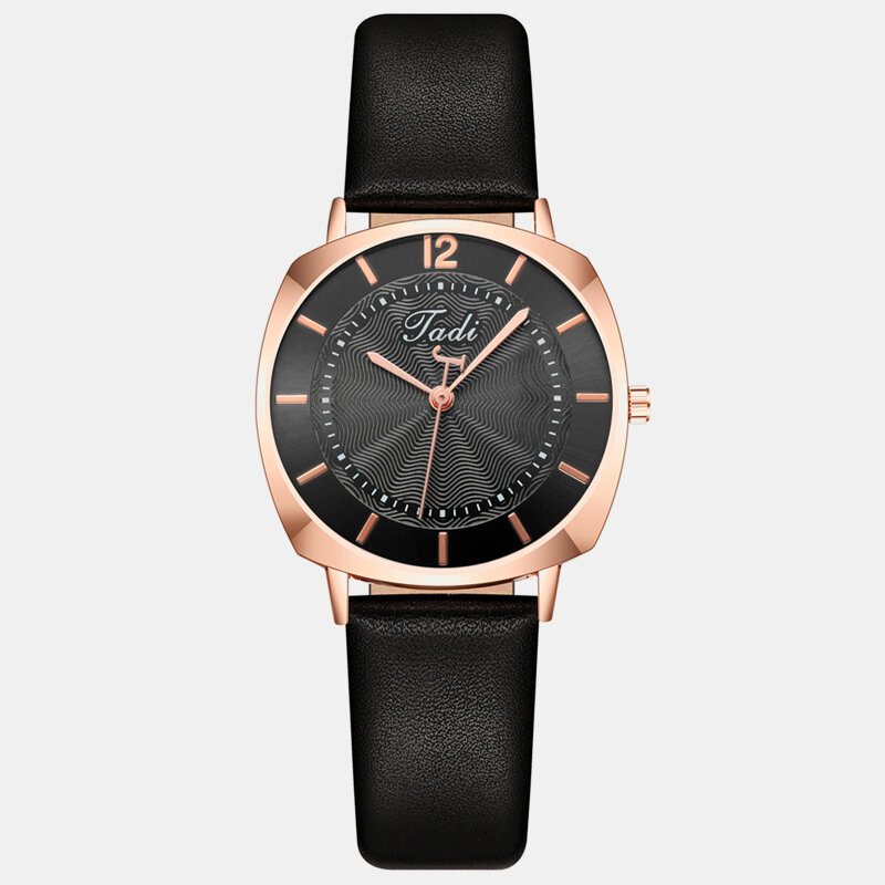 Modny Elegancki Damski Zegarek Na Rękę Rose Gold Alloy Case Skórzany Pasek Zegarki Kwarcowe