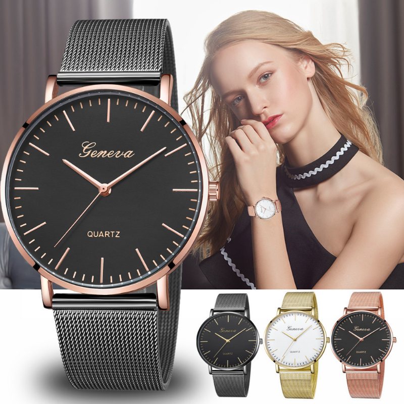 Popularny Zegarek Genewa Z Siatką Classic Fashion Casual Couple Watch