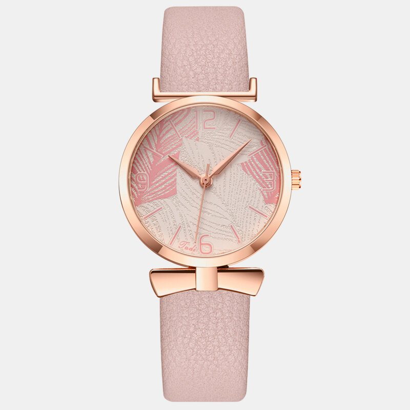 Śmieszne Modne Zegarki Damskie Wzór Drzewa Dial Rose Gold Alloy Case Skórzany Pasek Zegarek Kwarcowy