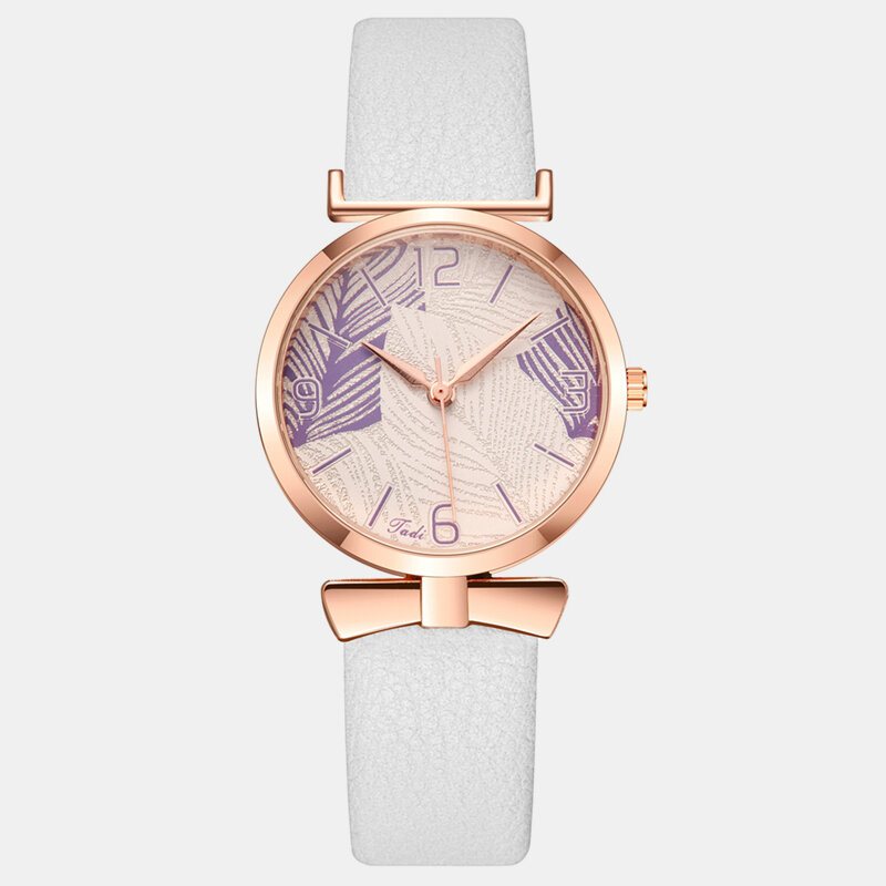 Śmieszne Modne Zegarki Damskie Wzór Drzewa Dial Rose Gold Alloy Case Skórzany Pasek Zegarek Kwarcowy