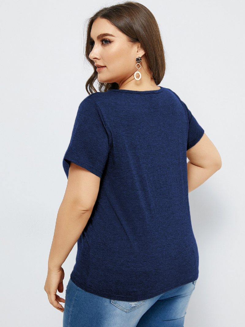 T-shirt Z Krótkim Rękawem I Okrągłym Wycięciem Pod Szyją Plus Size