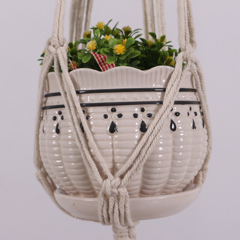 Uchwyt Na Doniczkę Ogrodową Macrame Wieszak Na Rośliny Wiszący Kosz Lina Z Juty Pleciony Craft Planter Decor