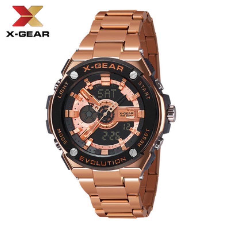 X-gear Fashion Męski Zegarek Kwarcowy Ze Stali Nierdzewnej Duża Tarcza Wodoodporny Elektroniczny Moq 20szt