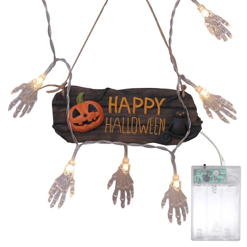 Dekoracje Na Halloween 2.5m Latarnia Led Ghost Festival Duch Czaszka Ręcznie Bateria Light String