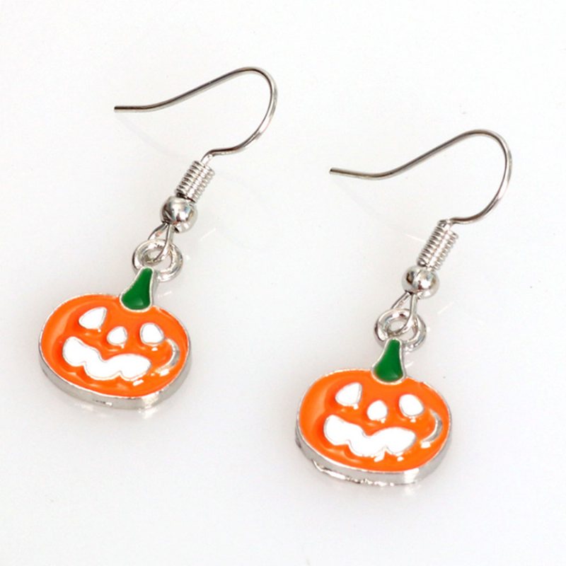 Euroamerykańskie Kolczyki Z Dyni Halloween Drop Dangle Dla Lady Girl Women Dekoracja Na Imprezę Halloweenową