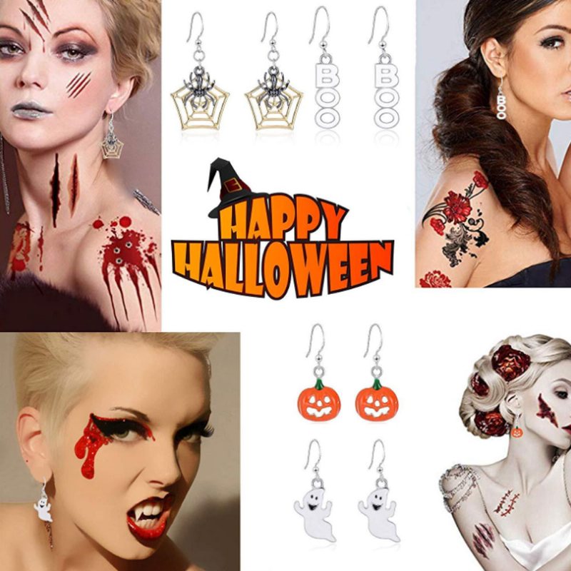 Euroamerykańskie Kolczyki Z Dyni Halloween Drop Dangle Dla Lady Girl Women Dekoracja Na Imprezę Halloweenową