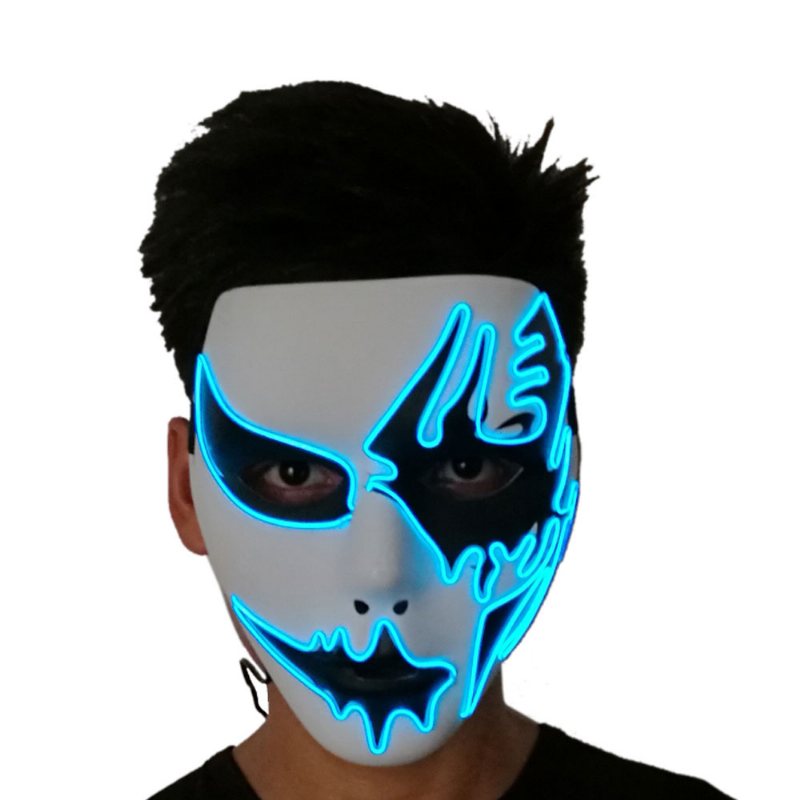 Genialna Maska El Na Karnawał Halloween Urodziny Cosplay Ręcznie Malowana Zimnego Światła Led Podobna Do Twarzy Świecąca Taniec Uliczny Glow Mask