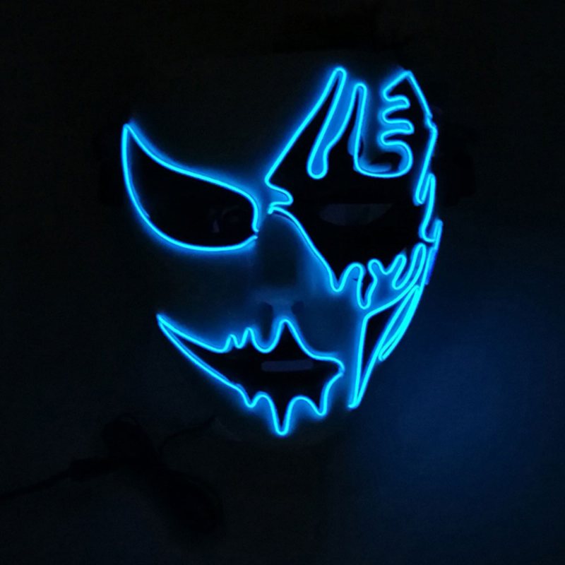 Genialna Maska El Na Karnawał Halloween Urodziny Cosplay Ręcznie Malowana Zimnego Światła Led Podobna Do Twarzy Świecąca Taniec Uliczny Glow Mask