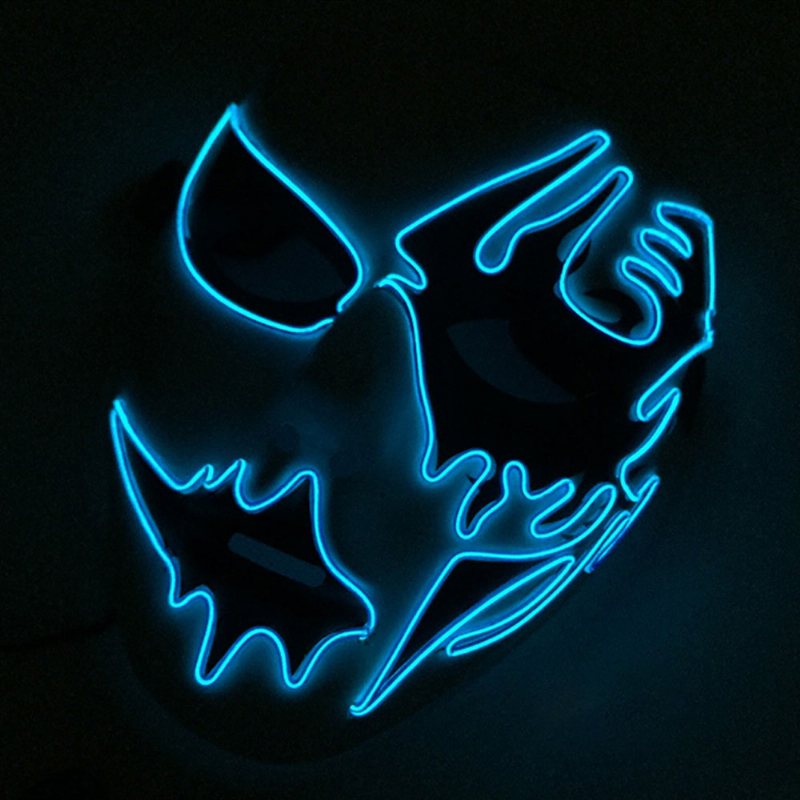 Genialna Maska El Na Karnawał Halloween Urodziny Cosplay Ręcznie Malowana Zimnego Światła Led Podobna Do Twarzy Świecąca Taniec Uliczny Glow Mask