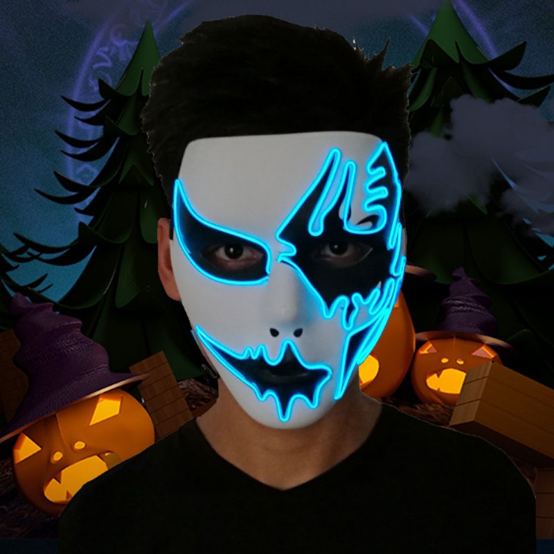 Genialna Maska El Na Karnawał Halloween Urodziny Cosplay Ręcznie Malowana Zimnego Światła Led Podobna Do Twarzy Świecąca Taniec Uliczny Glow Mask