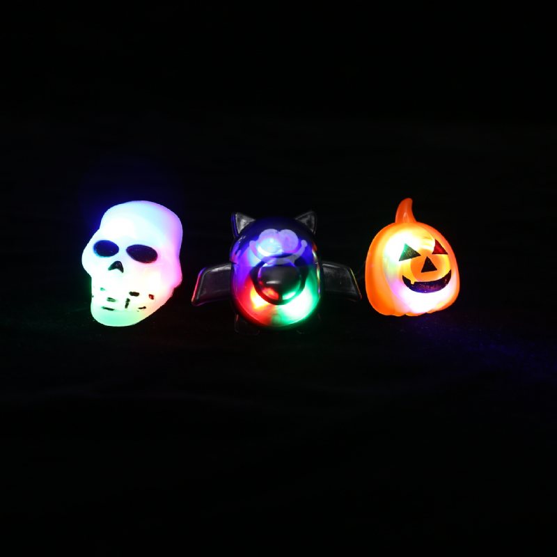 Halloween Plastikowy Pierścień Led Świecąca Latarnia Z Dyni Nietoperz Z Czaszką Tricky Mały Prezent