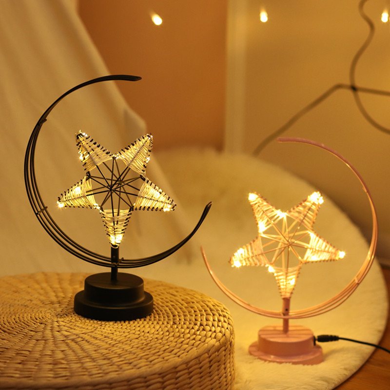 Ins Model Wybuchu Nordic Led Girl Heart Star Kutego Żelaza Lampka Nocna Urodziny Modelowanie Dekoracyjna Lampa