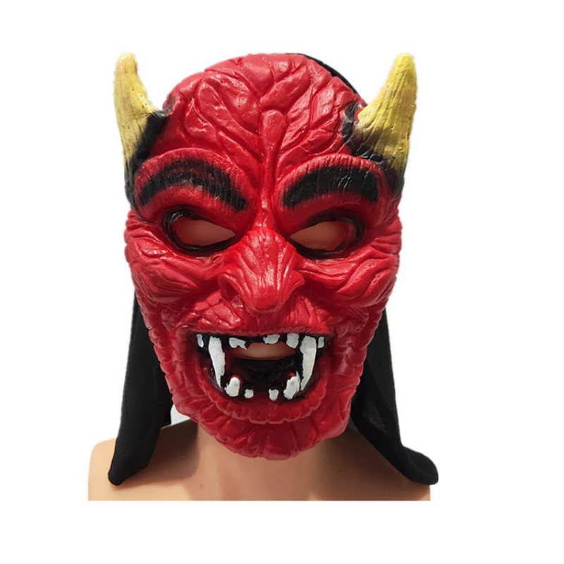 Performance Party Horror Mask Ghost Festival Supplies Halloween Dress Up Vinyl Fangs Czarny Wzór Pointed Demon