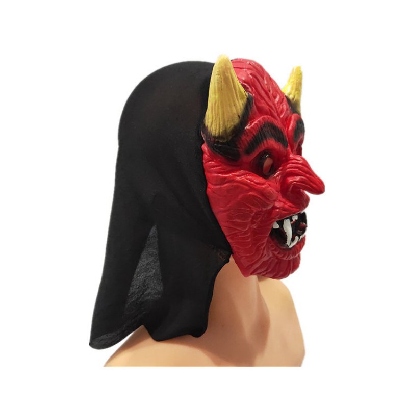 Performance Party Horror Mask Ghost Festival Supplies Halloween Dress Up Vinyl Fangs Czarny Wzór Pointed Demon