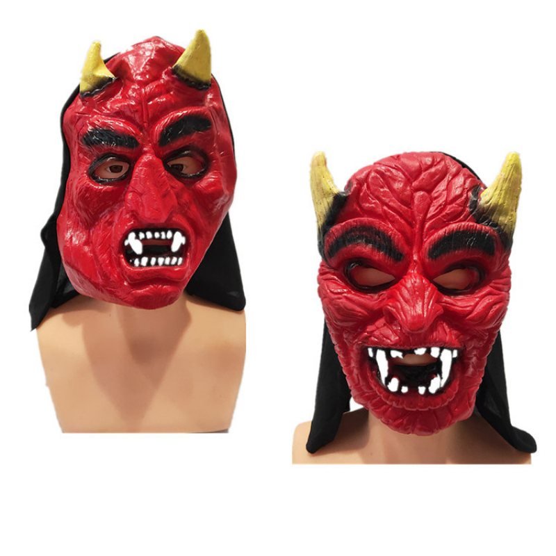 Performance Party Horror Mask Ghost Festival Supplies Halloween Dress Up Vinyl Fangs Czarny Wzór Pointed Demon