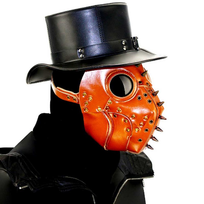 Plague Doctor Bird Maska Na Głowę Długi Nos Steampunk Z Nitami Oddychająca Ze Skóry Pu Na Kostium Na Halloween