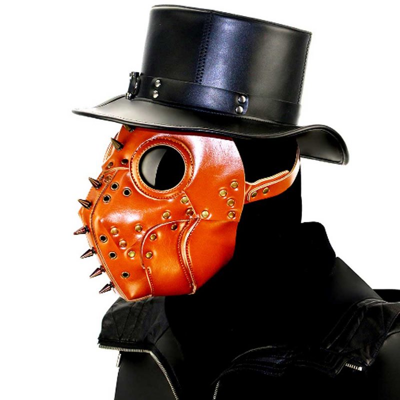 Plague Doctor Bird Maska Na Głowę Długi Nos Steampunk Z Nitami Oddychająca Ze Skóry Pu Na Kostium Na Halloween