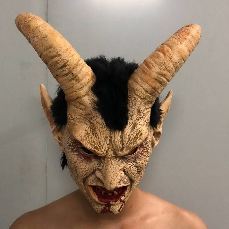 Straszna Maska Demon Diabeł Lucyfer Róg Halloween Cosplay Festiwal Rekwizyty Na Przyjęcia