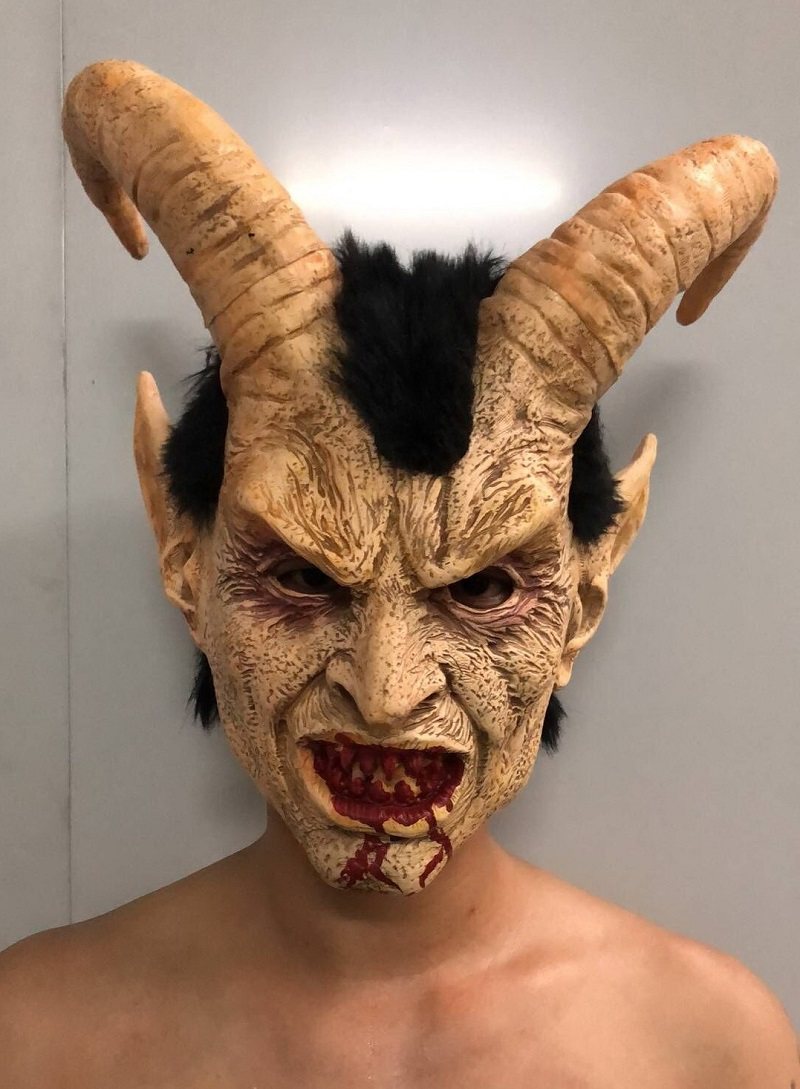 Straszna Maska Demon Diabeł Lucyfer Róg Halloween Cosplay Festiwal Rekwizyty Na Przyjęcia