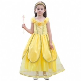Trójwymiarowy Wzór Kwiatowy Princess Dress Elegancka Bąbelkowa Spódnica Dla Dziewczynki Odzież Dziecięca Czysta Bawełniana Podszewka Dzień Halloween