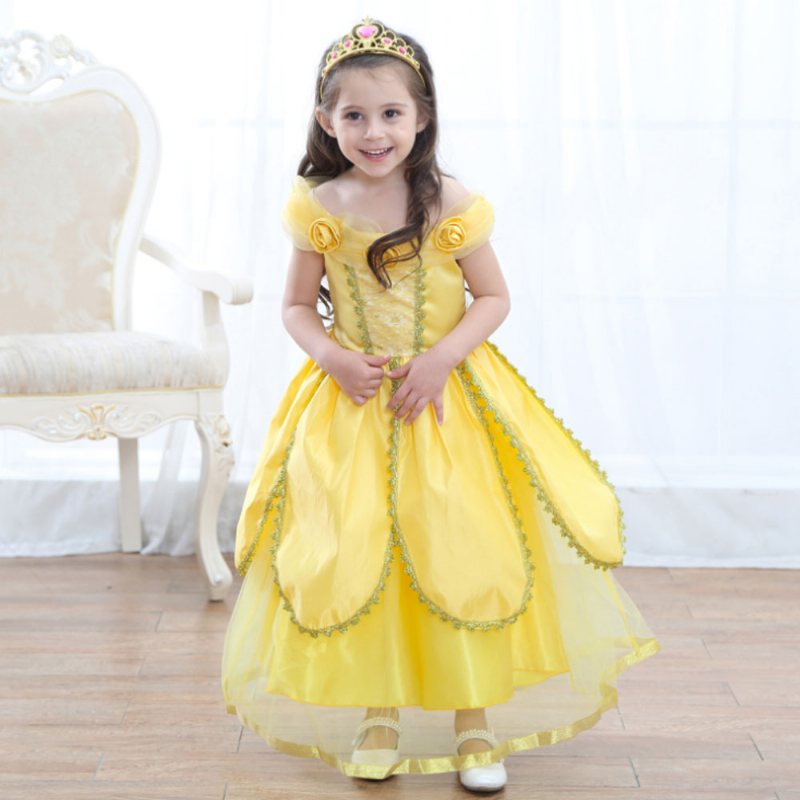 Trójwymiarowy Wzór Kwiatowy Princess Dress Elegancka Bąbelkowa Spódnica Dla Dziewczynki Odzież Dziecięca Czysta Bawełniana Podszewka Dzień Halloween