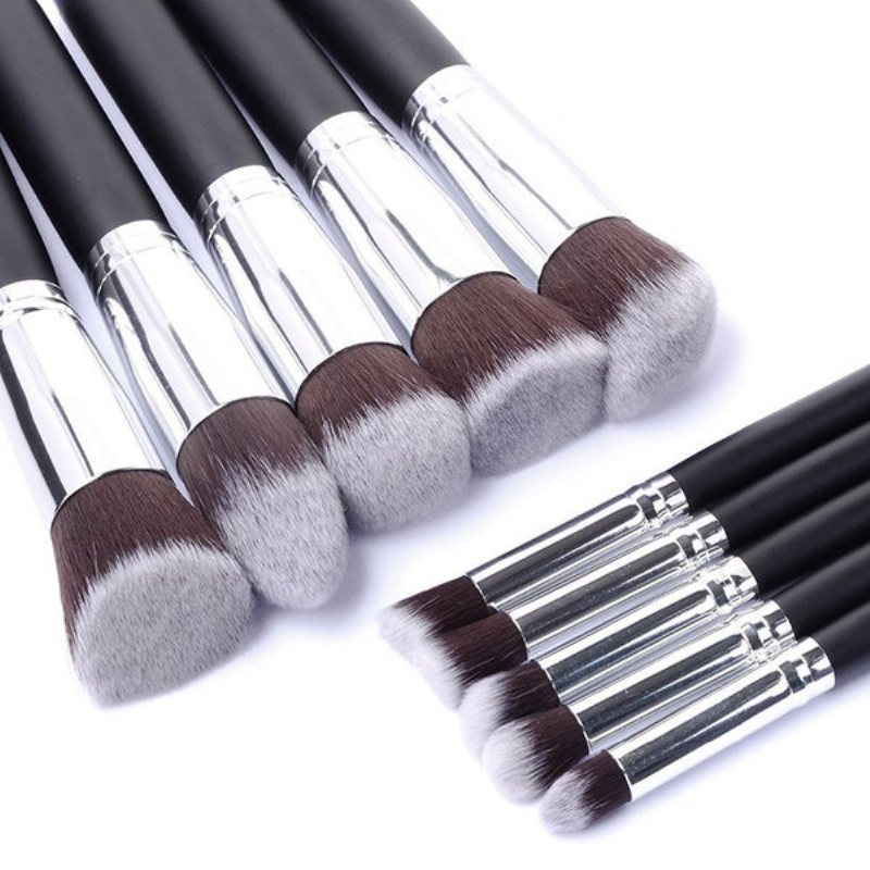 10 Szt. Zestaw Pędzli Do Makijażu Kosmetyczny Podkład Eyeshadow Eyeliner Lip Powder Brush