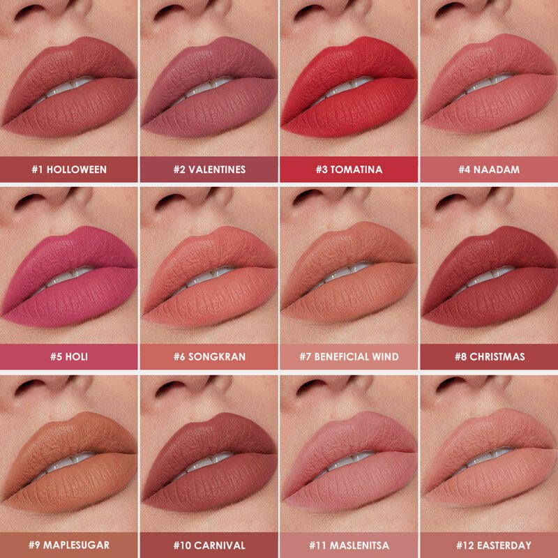 12 Kolorów Przenośna Matowa Szminka Długotrwała Nawilżająca Nude Velvet Lip Cosmetic