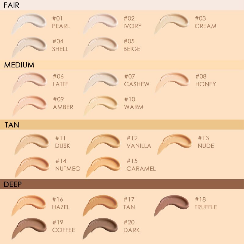 20 Kolorów Full Coverage Matte Liquid Foundation Naturalny Długotrwały Wodoodporny Podkład Z Korektorem Oil Control