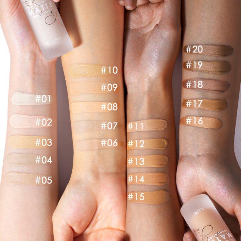 20 Kolorów Full Coverage Matte Liquid Foundation Naturalny Długotrwały Wodoodporny Podkład Z Korektorem Oil Control