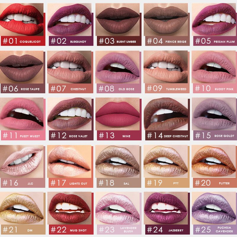 25 Kolorów Matowy Błyszczyk Długotrwały Wodoodporny Nieprzywierający Kubek Do Ust Lip Cosmetic