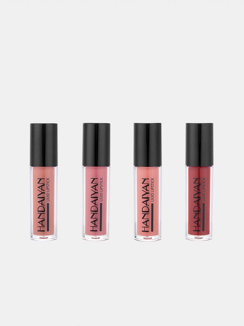 4 Szt. Zestawy Błyszczyków W Płynie Natural Moisturizer Wodoodporny Nieprzywierający Kubek Matte Mirror Lip Glaze Kit