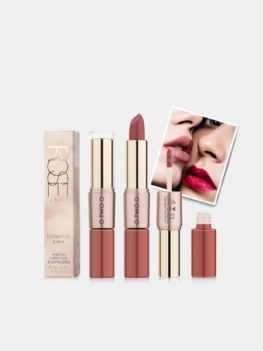 Dwugłowicowa Naturalna Długotrwała Szminka Non-stick Cup Matte Lip Gloss 2in1 Lipstick Lip Makeup