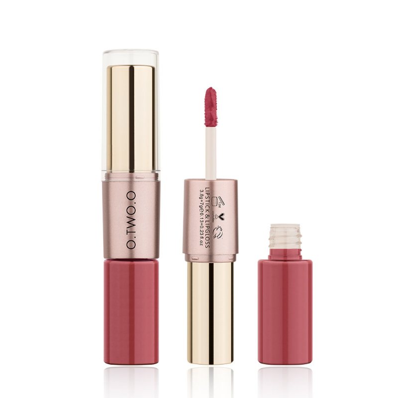 Dwugłowicowa Naturalna Długotrwała Szminka Non-stick Cup Matte Lip Gloss 2in1 Lipstick Lip Makeup