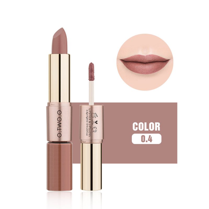 Dwugłowicowa Naturalna Długotrwała Szminka Non-stick Cup Matte Lip Gloss 2in1 Lipstick Lip Makeup