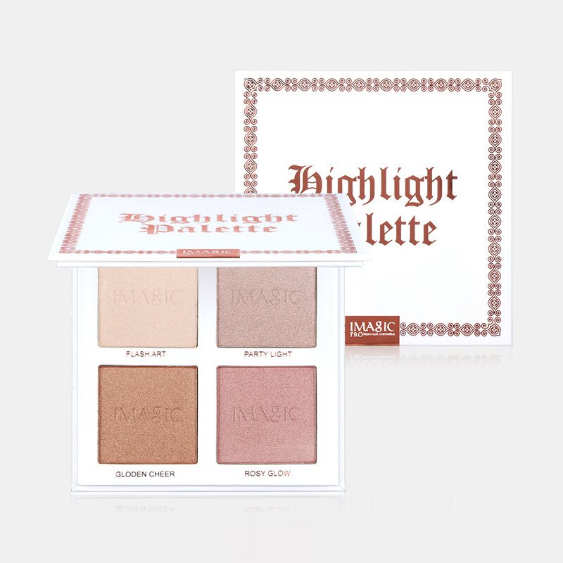 Imagic 4colors Highlighter Powder Palette Shimmer Contouring Highlight Face Bronzer Makeup