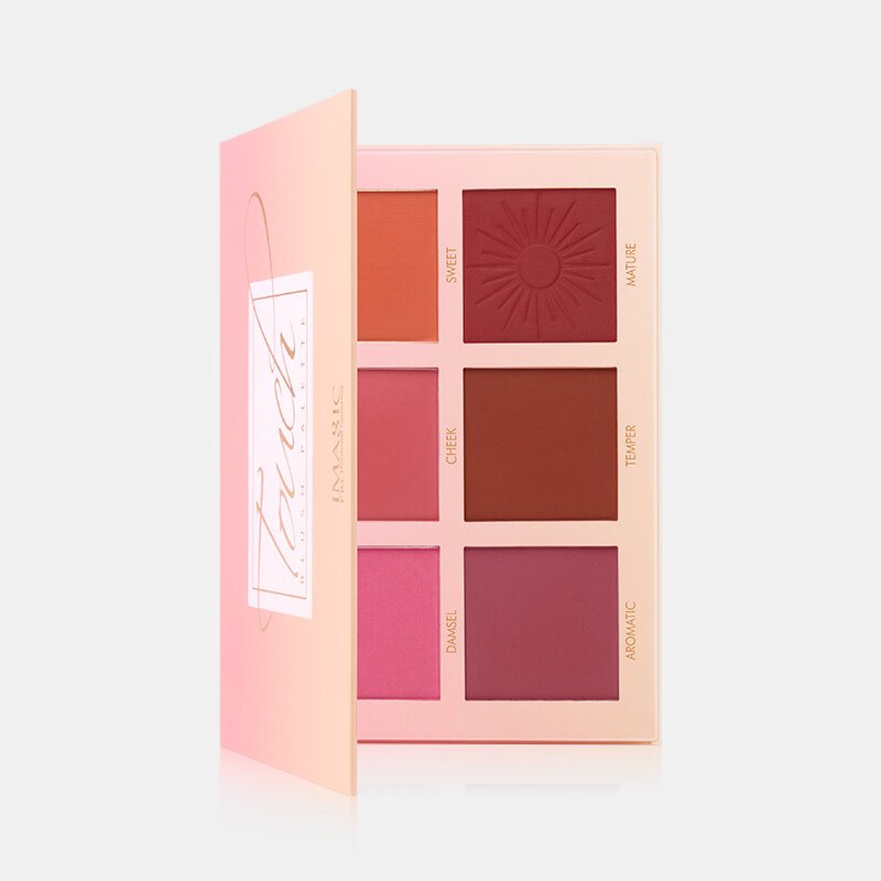 Imagic Blush Makeup Palette 6 Colors Profesjonalny Róż Do Policzków Perłowy Pomarańczowy Pigmentowy Róż Do Makijażu