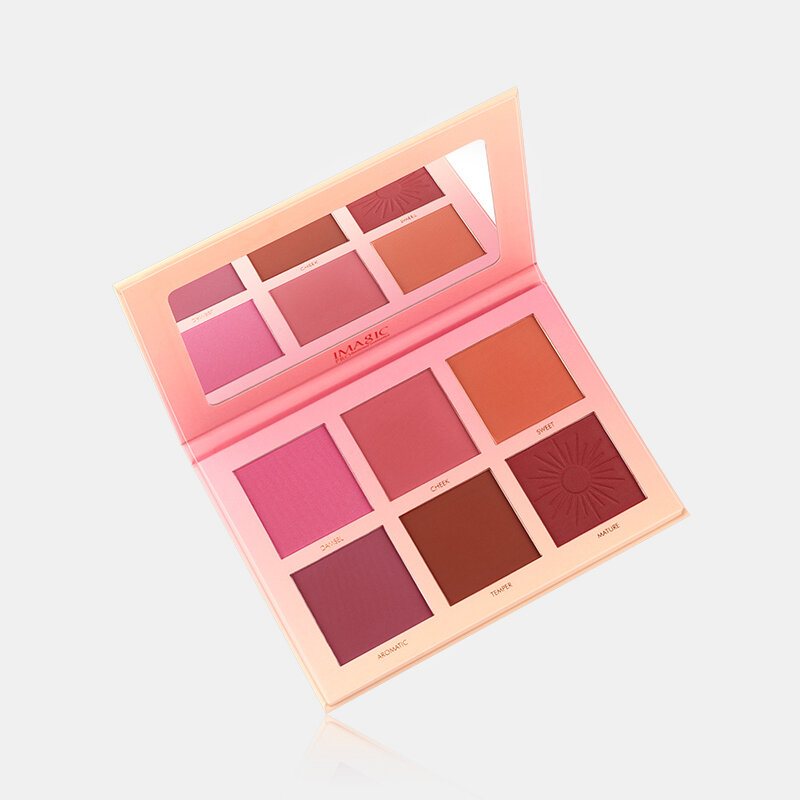 Imagic Blush Makeup Palette 6 Colors Profesjonalny Róż Do Policzków Perłowy Pomarańczowy Pigmentowy Róż Do Makijażu