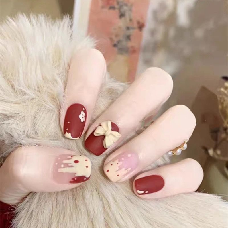 Manicure Na Sobie Łatkę Do Paznokci Długość I Krótki Styl Ręczna Fałszywa Łatka Do Łuk Do