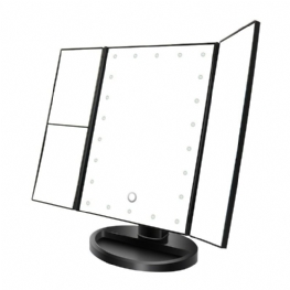 Obrót O 360 ° Ekran Dotykowy Led Lighted Makeup Mirror 2x / 3x / Powiększenie Vanity Lusterka Kosmetyczne