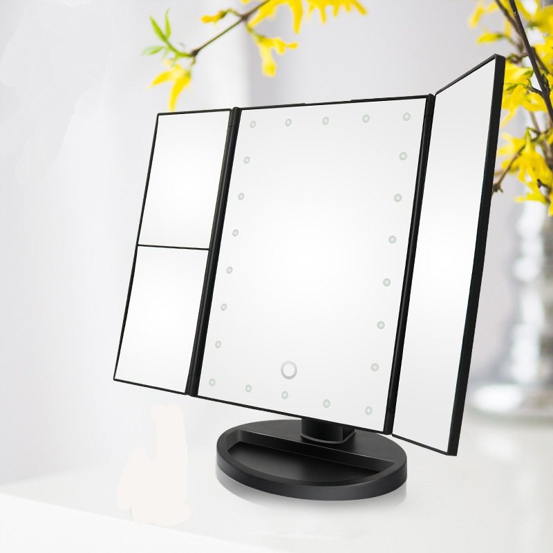 Obrót O 360 ° Ekran Dotykowy Led Lighted Makeup Mirror 2x / 3x / Powiększenie Vanity Lusterka Kosmetyczne