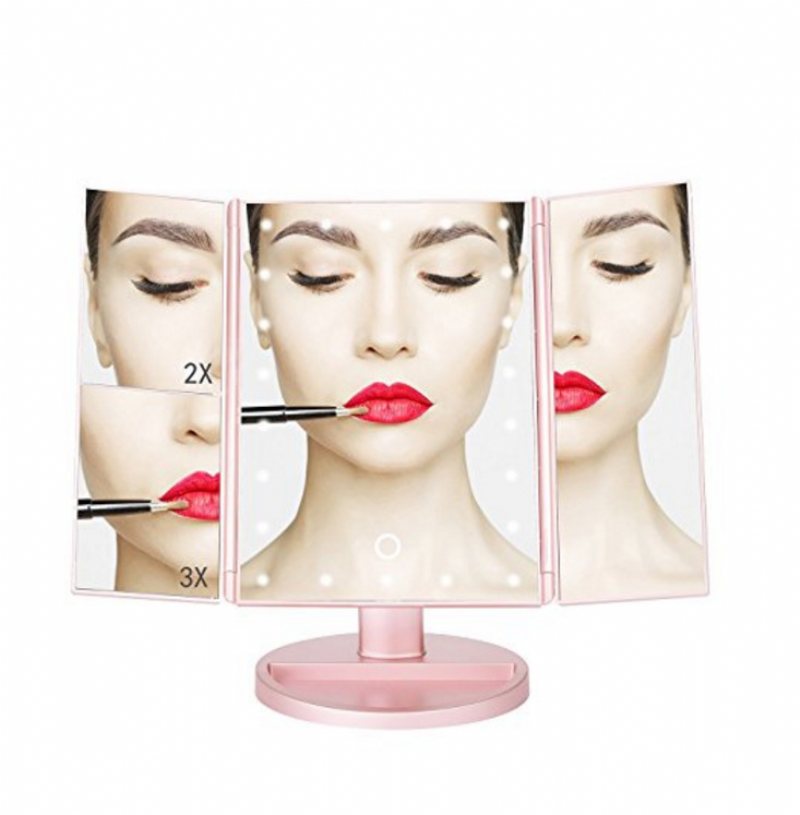 Obrót O 360 ° Ekran Dotykowy Led Lighted Makeup Mirror 2x / 3x / Powiększenie Vanity Lusterka Kosmetyczne