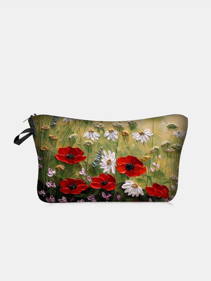 Przenośna Kosmetyczka Z Nadrukiem W Naturalnym Krajobrazie Sunflower Women Travel Wash Storage Bag