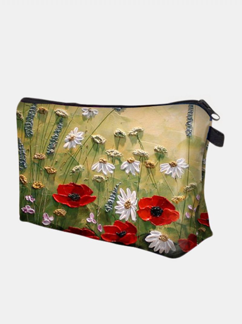 Przenośna Kosmetyczka Z Nadrukiem W Naturalnym Krajobrazie Sunflower Women Travel Wash Storage Bag