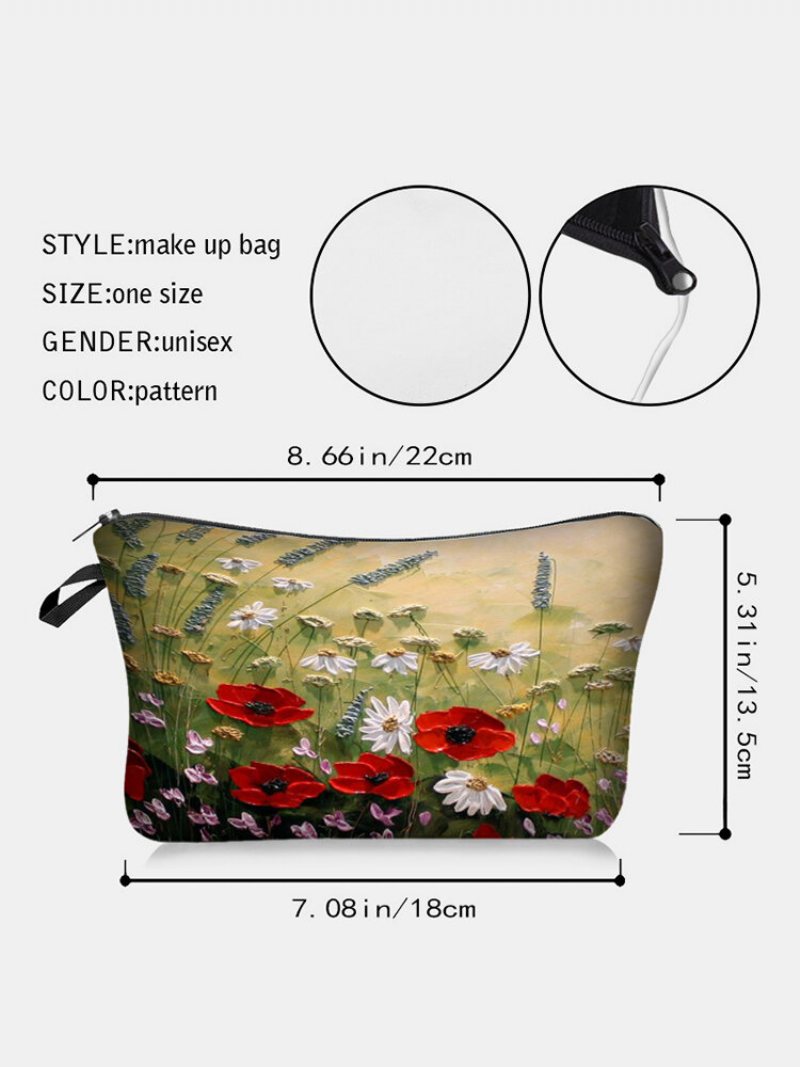 Przenośna Kosmetyczka Z Nadrukiem W Naturalnym Krajobrazie Sunflower Women Travel Wash Storage Bag