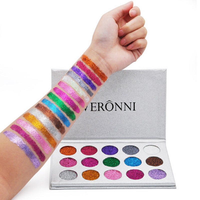 Veronni 15 Paleta Kolorowych Cieni Do Powiek Z Brokatem Diamond Rainbow Make Up Cosmetic Pressed Glitters Eye Sh