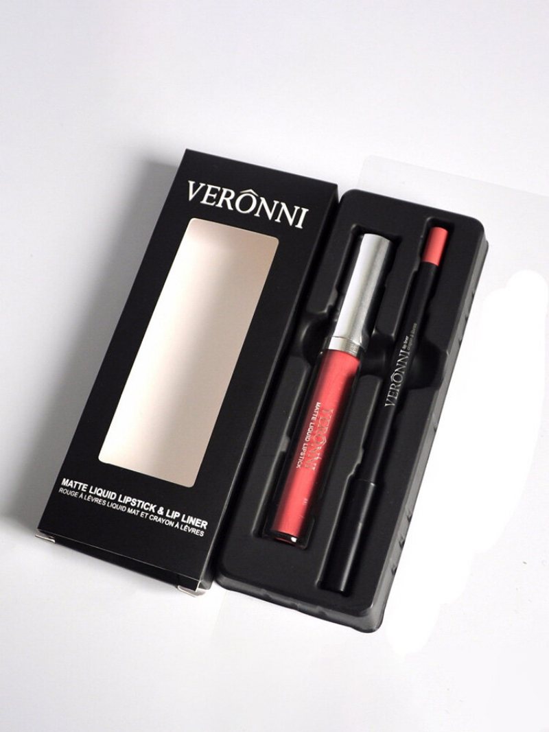 Veronni Matte Lip Gloss Lipliner Zestaw Ołówków Nawilżający Makijaż Pomadka W Płynie Zestawy Konturówek Do Ust