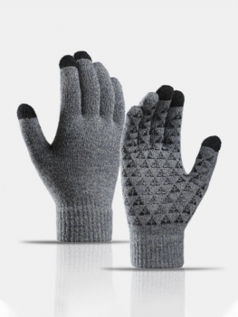 Unisex Dzianinowe Plus Aksamitne Odporne Na Zimno Ciepłe Rękawiczki Z Pełnymi Palcami Do Ekranu Dotykowego