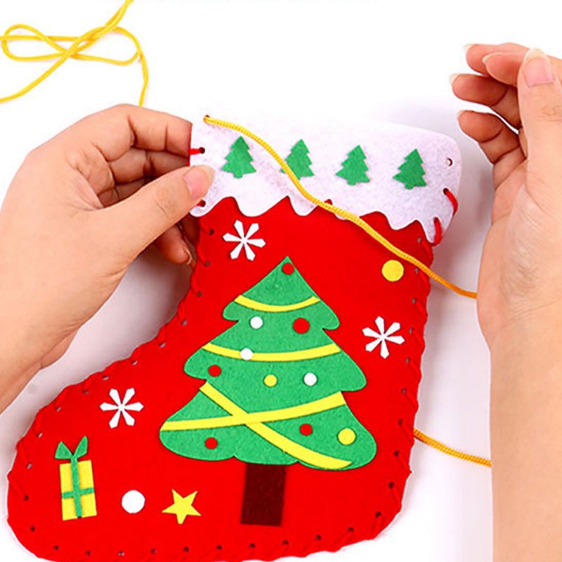 5 Sztuk Zestaw Handmade Boże Narodzenie Pończochy Diy Craft Choinka Santa Snowman Ełk Dla Dzieci Edukacja I Dekoracje Świąteczne