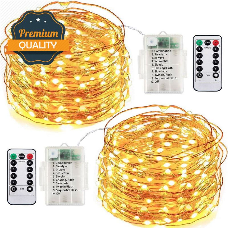 5m 10m Led Twinkle Light Outdoor Indoor Fairy String Christmas Diy Zasilany Z Baterii Aa Wodoodporny Bezprzewodowy Pilot